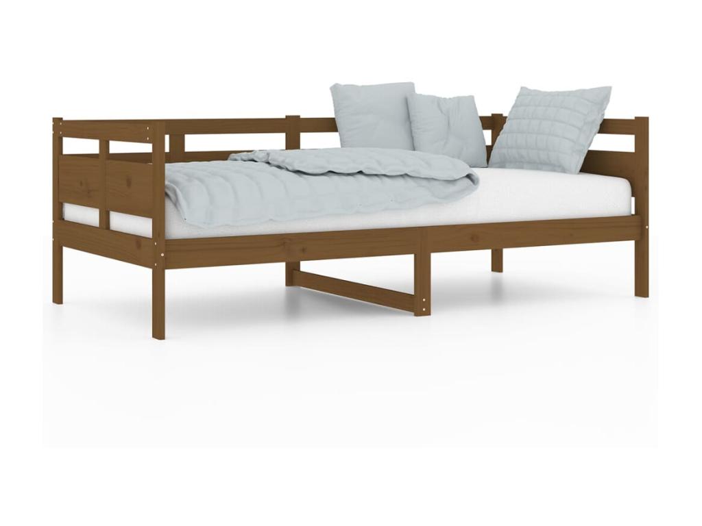 Lit en bois massif marron, 90 x 190 cm