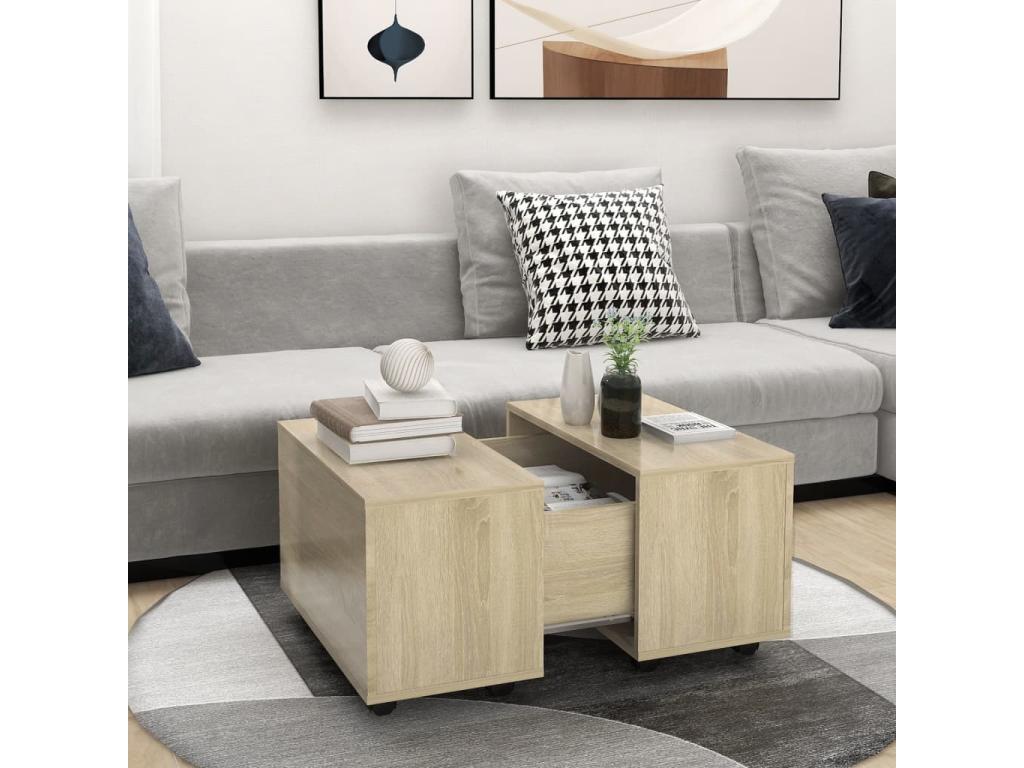 Table basse en chêne brun, 60 x 60 x 38 cm