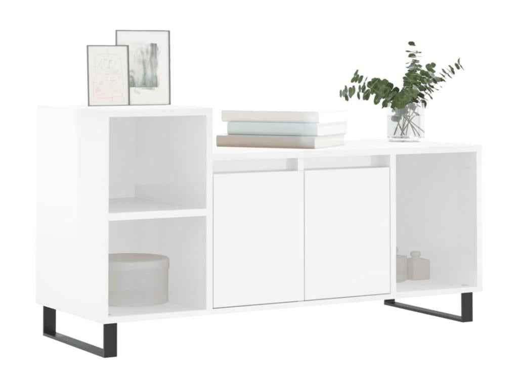 Meuble TV en bois d'ingénierie blanc, 100 x 35 x 55 cm