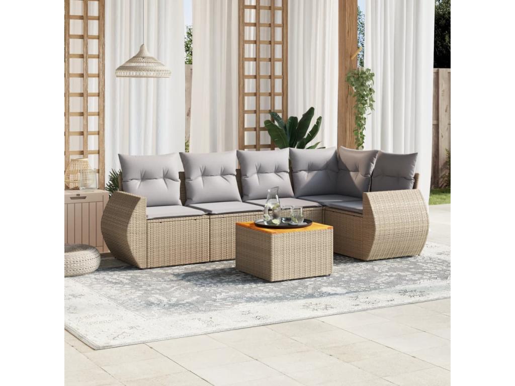 Ensemble de mobilier de jardin en résine tressée beige - dlz1766581028910
