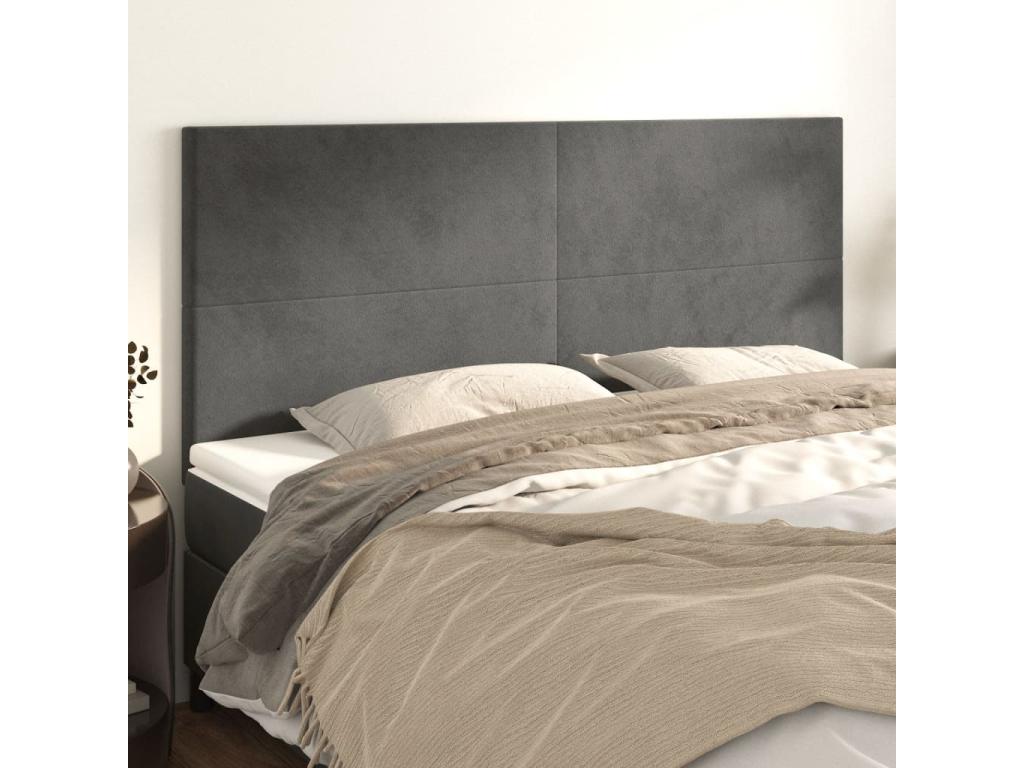 Lit en velours gris, 100 x 5 x 78 cm
