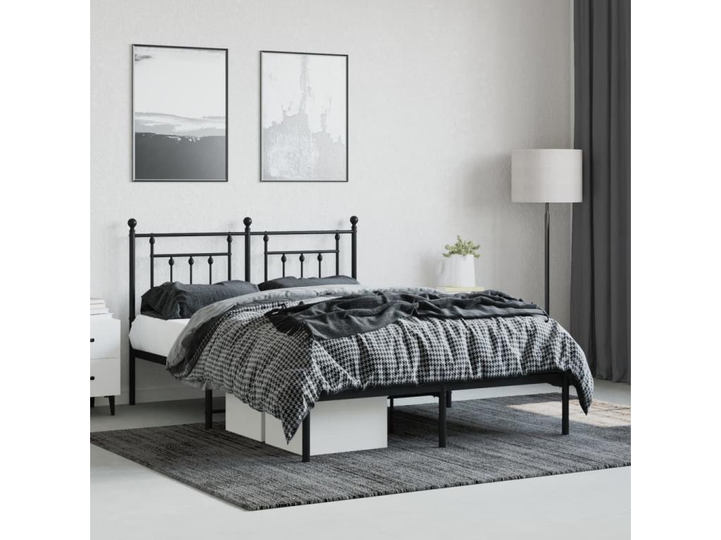 Cadre de lit en métal noir, 140 x 190 cm