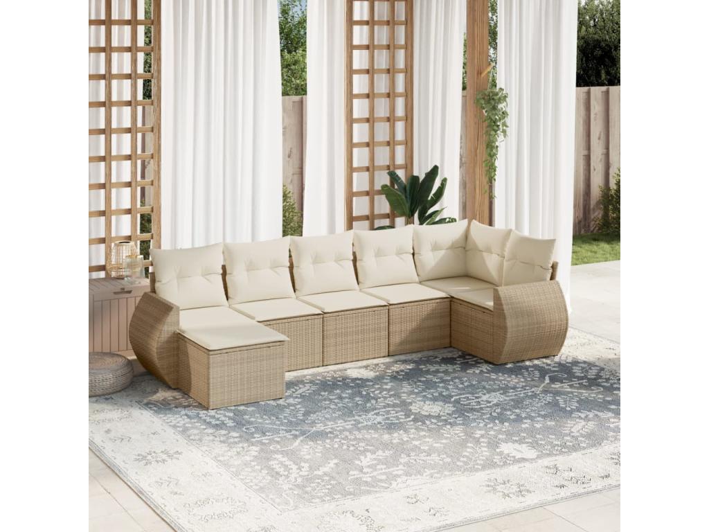 Ensemble de mobilier de jardin en résine tressée beige